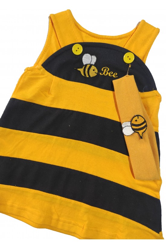 Arı Desenli Bandanalı Elbise Arı Desenli Bandanalı Elbise