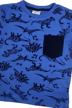 Dinozor Baskılı Cep Detaylı İkili Takım Dinozor Baskılı Cep Detaylı İkili Takım