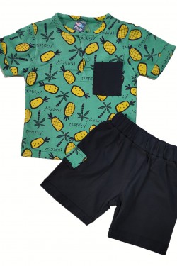 Ananas Baskılı İkili Takım