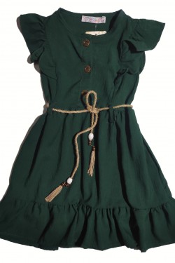 Düğme ve Kemer Detaylı Elbise