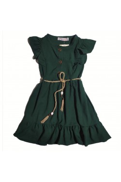 Düğme ve Kemer Detaylı Elbise Düğme ve Kemer Detaylı Elbise