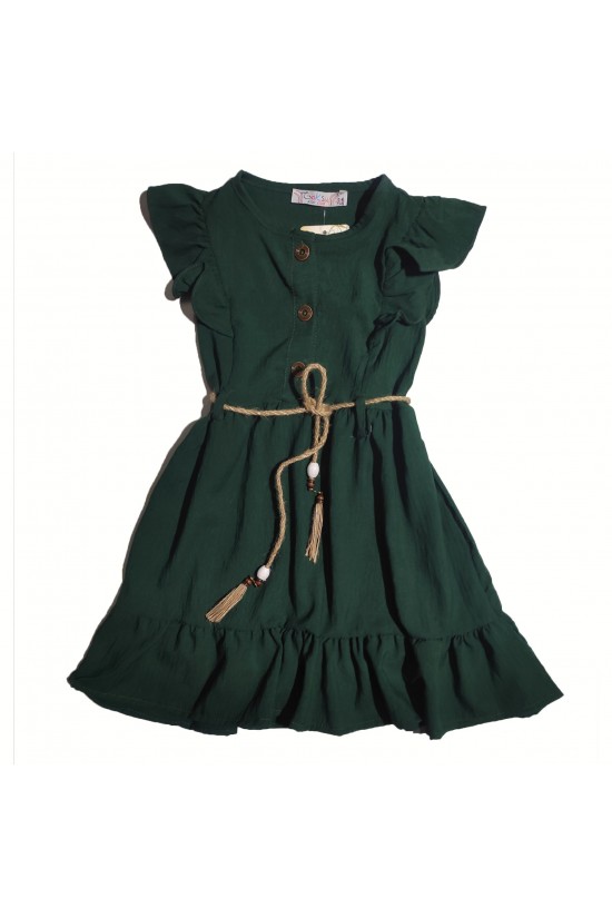 Düğme ve Kemer Detaylı Elbise Düğme ve Kemer Detaylı Elbise