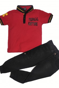 Tropikal Baskılı Lacoste İkili Takım