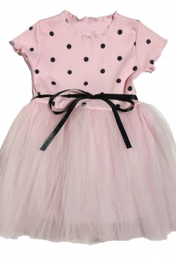 Desenli Fiyonk Detaylı Tüllü Elbise