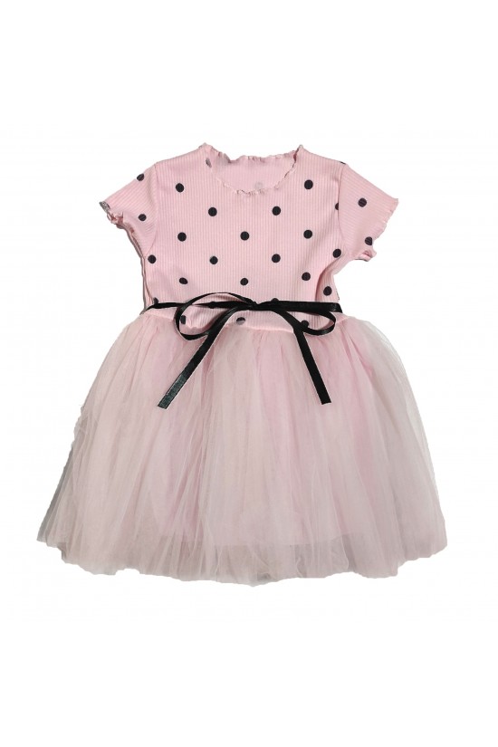 Desenli Fiyonk Detaylı Tüllü Elbise Desenli Fiyonk Detaylı Tüllü Elbise