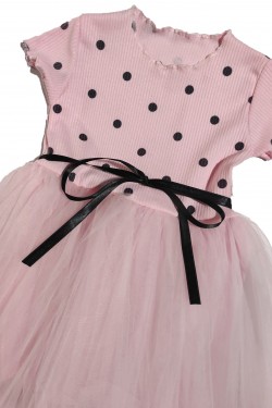 Desenli Fiyonk Detaylı Tüllü Elbise Desenli Fiyonk Detaylı Tüllü Elbise