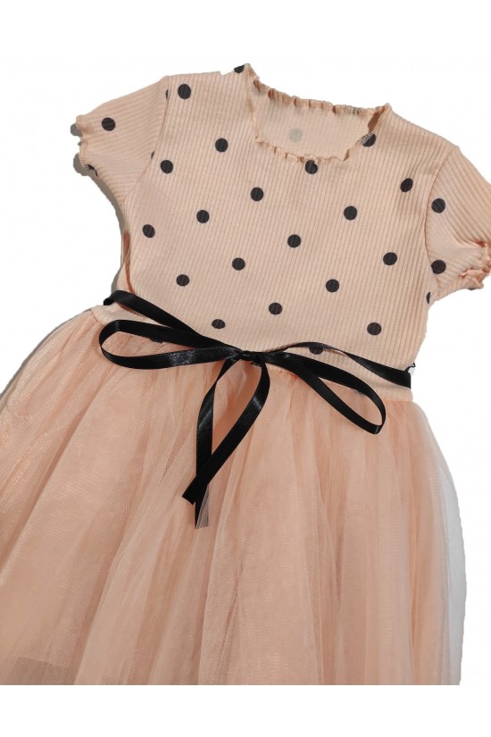 Desenli Fiyonk Detaylı Tüllü Elbise Desenli Fiyonk Detaylı Tüllü Elbise