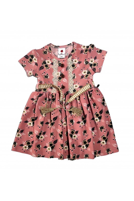 Dantel ve Düğme Detaylı Elbise Dantel ve Düğme Detaylı Elbise