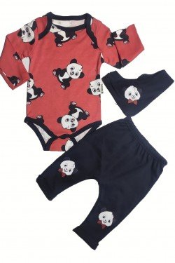 Panda Baskılı 3'lü Takım
