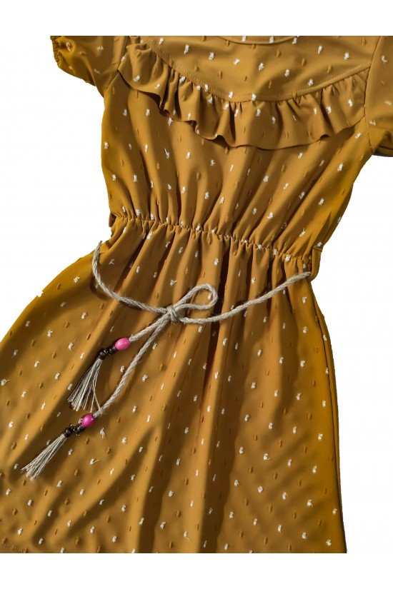 Yaka Detaylı Belden Büzgülü Elbise Yaka Detaylı Belden Büzgülü Elbise