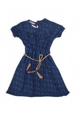 Yaka Detaylı Belden Büzgülü Elbise