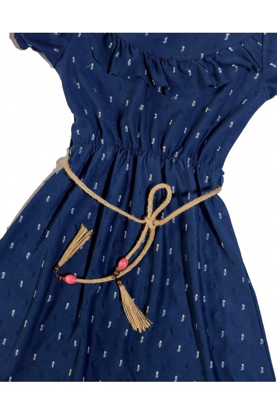 Yaka Detaylı Belden Büzgülü Elbise Yaka Detaylı Belden Büzgülü Elbise