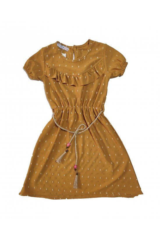 Yaka Detaylı Belden Büzgülü Elbise Yaka Detaylı Belden Büzgülü Elbise