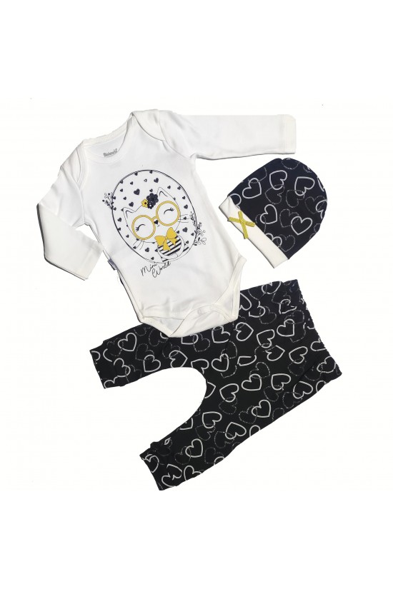 Gözlüklü Kedi Baskılı 3' lü Takım Gözlüklü Kedi Baskılı 3' lü Takım