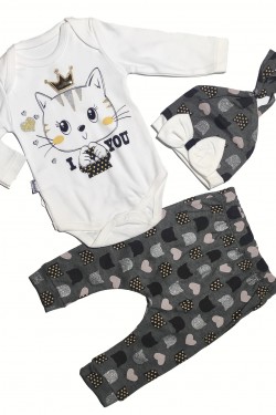 Kedi Baskılı 3' lü Takım Kedi Baskılı 3' lü Takım