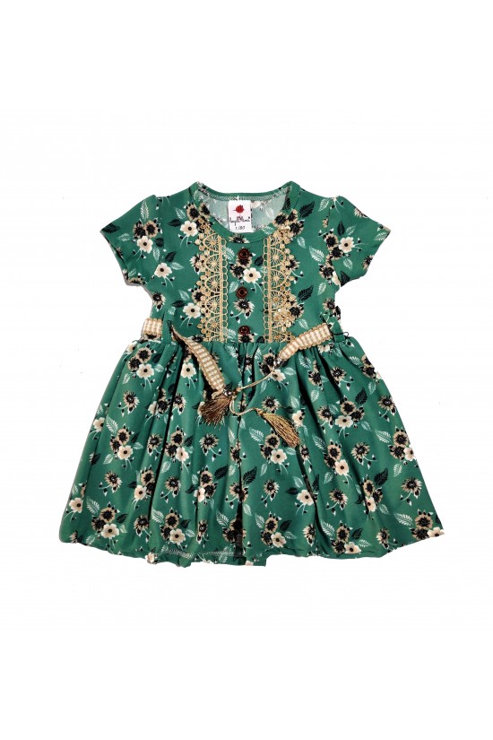 Dantel ve Düğme Detaylı Elbise Dantel ve Düğme Detaylı Elbise